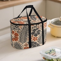 Sac de transport portable pour autocuiseur, avec imprimé floral tropical à feuilles de fleurs, idéal pour les pique-niques et les voyages