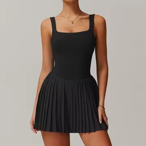 Pantaloncini body traspiranti <span class=keywords><strong>da</strong></span> <span class=keywords><strong>donna</strong></span> con gonna plissettata aderente al Nude esercizio sportivo esterno Plus Size tascabile abito <span class=keywords><strong>da</strong></span> Tennis - Product Image 5