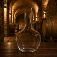 Carafe à vin en verre minimaliste avec bord coupé en biseau, carafe en cristal sans plomb, corps bombé, pichet pour vin rouge, bar à domicile