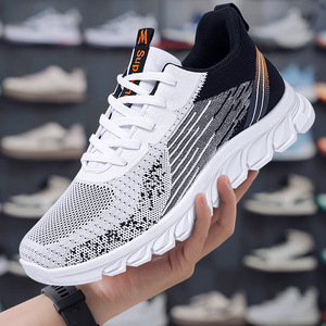 Chaussures de course décontractées pour hommes, tendance, à lacets, confortables, légères, respirantes, résistantes aux taches, en tissu de coton et maille - Product Image 2