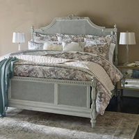 Lit double de style américain en chêne massif, inspiré des princesses, 1,8 m, vintage, sculpté, pour chambre principale de villa