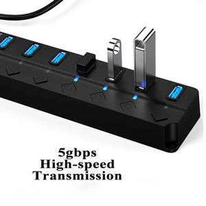 Hub de Datos USB 3.0 de 7 Puertos con Interruptores de Encendido Individuales, Venta al por Mayor de Fábrica para Computadoras de Escritorio y Portátiles <span class=keywords><strong>Mac</strong></span> Pro - ¡En Stock! - Product Image 2