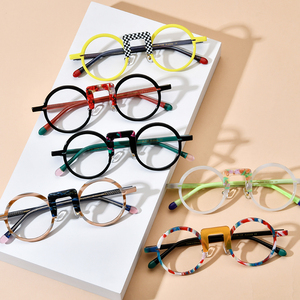 Montatura <span class=keywords><strong>Occhiali</strong></span> Borregls Multicolor in Acetato Donna 2025 Retrò Rotondi <span class=keywords><strong>da</strong></span> <span class=keywords><strong>Vista</strong></span> Uomo Vintage 19382 - Product Image 2
