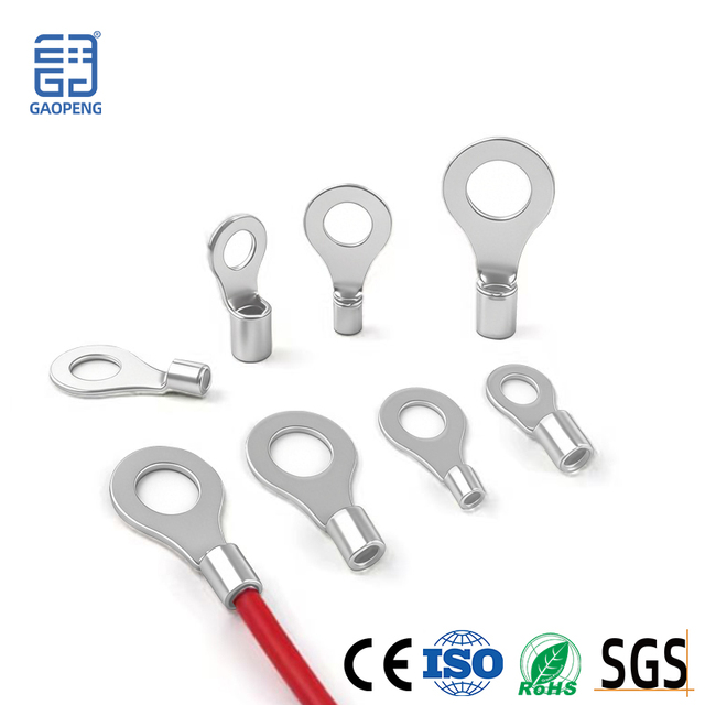 RNB 24-8AWG Tinned Copper Wire Lugs Ring Terminal Non-insulated Round Ring Terminals Electrical Wire Connectors