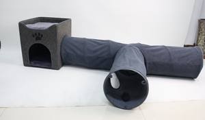 Relipet RLF006 Tunnel per gatti pieghevole giocattoli per gatti Tunnel per giochi Tunnel interattivo per animali domestici in pelle scamosciata resistente con palla - Product Image 3