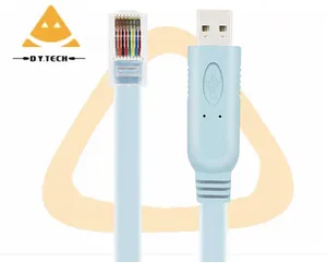 DYTECH 6ft Usb to rs232 converter cable usb FTDI Chip RJ45 Console Cable USB 2.0 Connector braid PVC serial wire debug