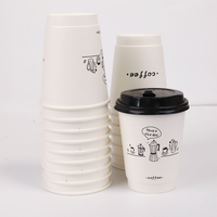 Gobelets à café en papier à double paroi jetables avec logo imprimé personnalisé, avec couvercles, 4oz 8oz 9oz 10oz 14oz 16oz, réutilisables