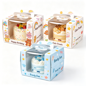 Caja para Cupcakes Personalizada para Fiestas de Cumpleaños Infantiles con Ventana de PET, Cajas de Regalo al por Mayor para Pasteles y Dulces para Niños - Product Image 6