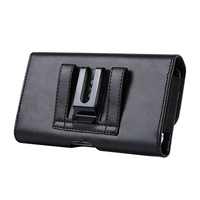 Étui universel en cuir noir pour téléphone portable avec clip de ceinture horizontal Pochette de transport pour Xiaomi Samsung S24 iPhone 15 Pro Max