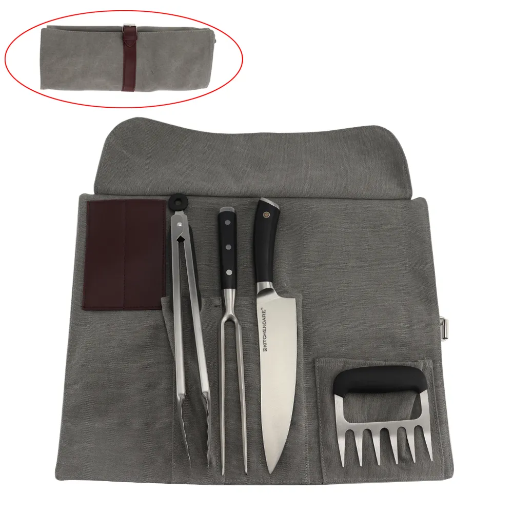 Dapur populer 4 buah Set pisau koki 4 buah pisau dapur kustom Cuchillo Set pisau dapur luar ruangan dengan tas