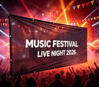Bannière en tissu maillé polyester grand format pour festival de musique, impression numérique personnalisée, à suspendre en extérieur