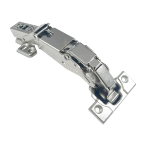 Cerniera idraulica ampio angolo per porta, con chiusura ammortizzata a 125 gradi, in acciaio laminato a freddo nichelato, design moderno a linea scheletrica - Product Image 1