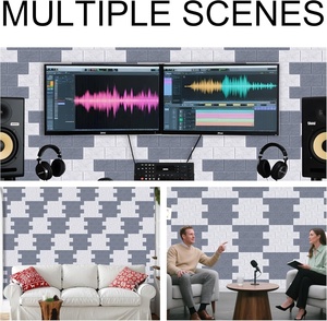 Paneles decorativos de ladrillo acústico autoadhesivo de <span class=keywords><strong>Luna</strong></span> y gris plateado, bloqueador de ruido, azulejos de pared de fieltro para el hogar, oficina y sala de juegos - Product Image 6