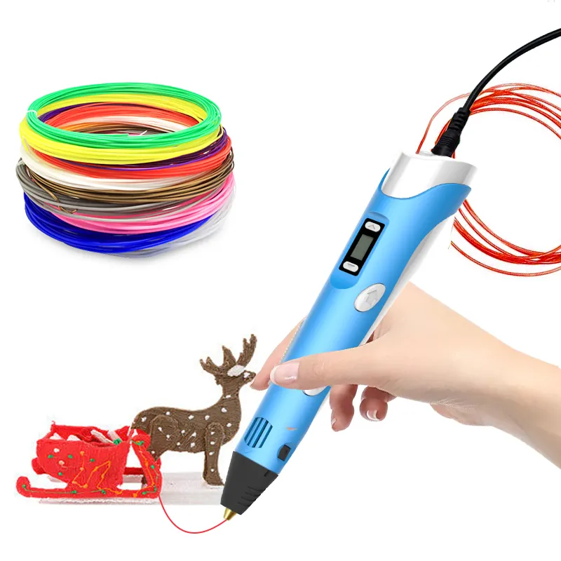 Çocuklar hediye eğitici oyuncak LED ekran 3d baskı kalem usb şarj kablosu 4 renk 3d yazıcı kalem