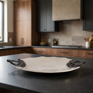 Bandeja Decorativa Irregular Plateada Smart Styling con Asas Negras 41x34x5 cm, Artesanía Metálica Tradicional, Pieza Única - Product Image 5