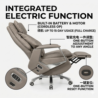 Chaise de bureau électrique ergonomique en cuir avec commandes intelligentes, inclinaison réglable et soutien lombaire pour usage domestique ou professionnel moderne