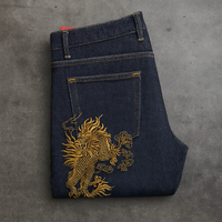 Baggy streetwear personnalisé de haute qualité pour homme, baggy à jambe droite brodé, jeans évasés grande taille pour hommes, pantalon en denim brodé pour hommes