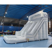Toboggan aquatique gonflable commercial en PVC pour parc aquatique, jeu de divertissement, château gonflable, toboggan aquatique sec, pour enfants et adultes, fête en plein air, toboggan aquatique blanc
