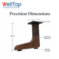 Pieds de canapé en gros WELLTOP, pieds de meuble incurvés, pieds de support pour armoire, pieds de remplacement en grain de bois pour table d'appoint, lit, meuble TV