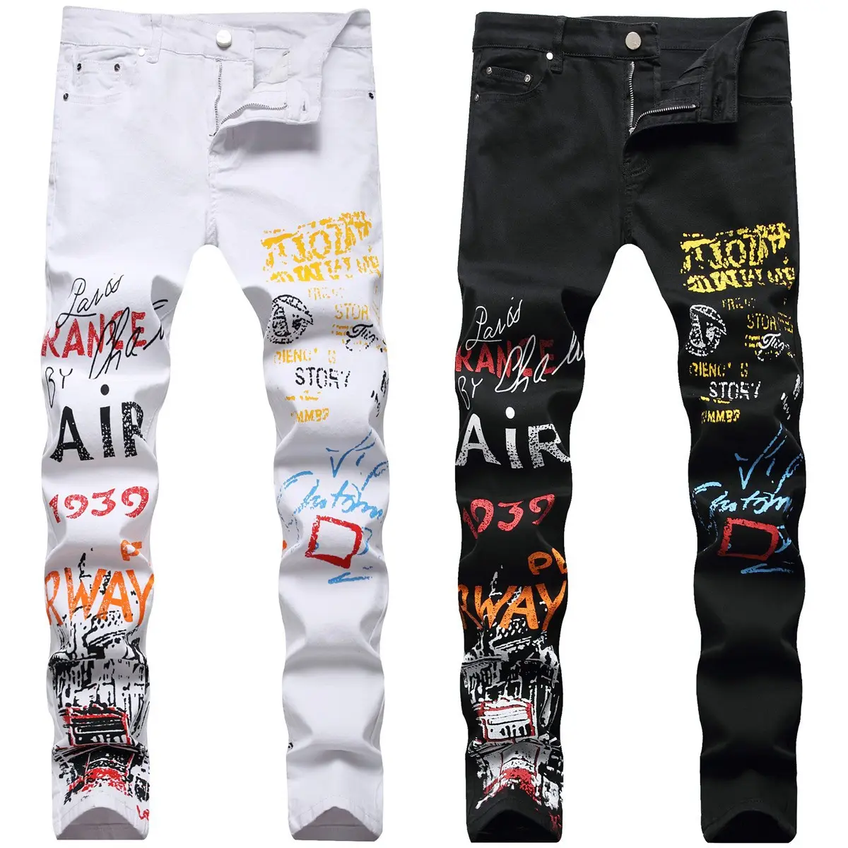 Hotsale 2023 AeeDenim OEM ODM Logo Black jeans elastic slim-fit ripped feet pants men's summer thin Denim Jeans