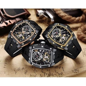 Drioshipping Fashion Tourbillon <b>Skeleton</b> <b>Automatic</b> Mechanical <b>Watch</b> for Men Luminous Silicone Strap Sports Waterproof <b>Watches</b> - Product Image 3
