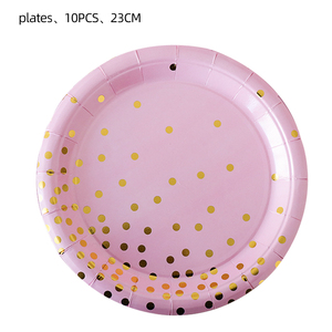 Kit de Fête d'Anniversaire Rose Doré à Pois – Ensemble Complet de Vaisselle Jetable avec Bannière, Assiettes et Gobelets pour Filles - Product Image 3