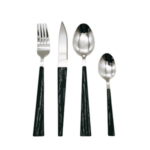 Oem 24Piece Chất lượng cao nhựa tái sử dụng thiết lập dao kéo ăn tối ngã ba và Spoon Set với đá cẩm thạch xử lý - Product Image 4