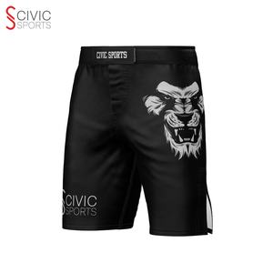 กางเกงชกมวย MMA แบบสั่งทำสีดำ โลโก้สั่งทำได้ ผ้าสแปนเด็กซ์/โพลีเอสเตอร์ สำหรับผู้ใหญ่ 男女兼用 - Product Image 1