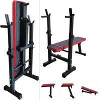 PINJIAN Home Fitness Banc de musculation multifonction pliable et réglable 4-en-1 avec support pour haltères et rack à squats