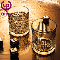 Verre à Vin Cylindrique Transparent Soufflé à la Main, Style Américain, Créatif, Gaufré, de Luxe, à Base Lourde