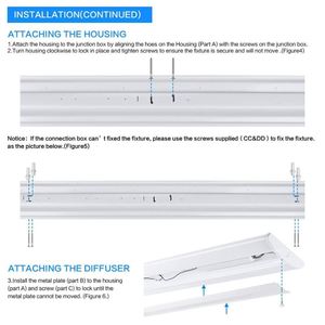 Luminaire LED linéaire 4 pieds, montage en surface, corps en aluminium, blanc froid 5000K, IP44, éclairage pour immeubles de bureaux - Product Image 5