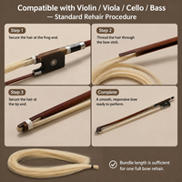 Cordes de cheval mongol professionnelles, naturelles, blanches, non blanchies, double tirage, qualité supérieure, fabriquées à la main, réglables pour violoncelle et violon