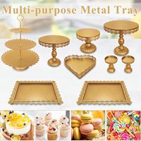 LANJO Ensemble de supports à gâteaux élégants en fer, 9 pièces, présentoir à cupcakes détachable, styles variés, plateau de service pour bonbons, fruits et desserts, bas