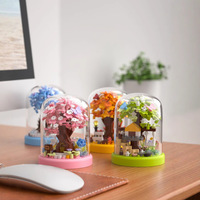 Mini Bloques de Construcción, Bonsái de Flores, Casa de Árbol, Decoración Creativa para Escritorio, Adorno