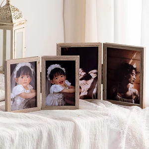 Marco de Fotos Plegable de Madera Maciza Blanca de Doble Cara Transparente de 6 y 7 Pulgadas de Alta Calidad - Product Image 5