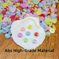 Perles semi-circulaires colorées de 8 mm, irisées, à dos plat, demi-perles pour la décoration de cadres DIY, embellissement à la colle crème, artisanat pour enfants