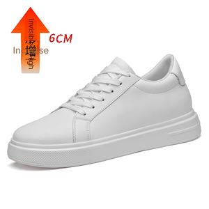 รองเท้าแฟชั่นผู้ชายทรงบอร์ด พื้นรองเท้า EVA  หนังแท้ทั้งส่วนบน  ความสูงเพิ่มแบบซ่อน 8 ซม.  รุ่นโด๊คเลเยอร์สีขาว  ทันสมัย - Product Image 6