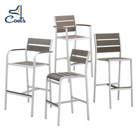 Tabourets de bar d'extérieur en aluminium, ensemble de table de jardin, terrasse, restaurant avec accoudoirs