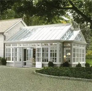 Prefabricated Winter Garden Patio Enclosure Modern Glass House Free Standing 3 4 Seasons Sun Room Aluminum Sunroom