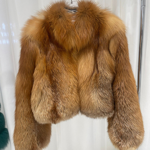 Casaco de Luxo em Pele de Raposa Quente para o Inverno 2025, Casaco de Pele de Raposa Genuína Marrom para Mulheres - Product Image 1