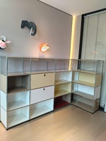Meuble mural flottant modulaire en acier inoxydable, bar à vin multifonctionnel, console d'entrée, rangement, séparateur minimaliste