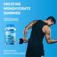 Complément alimentaire en gommes à la créatine monohydrate 5g pour booster l'énergie avant l'entraînement, 5000mg, vente en gros, sans sucre, gommes à la créatine