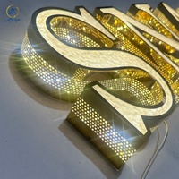 Enseigne personnalisée en acier inoxydable Facelit 3D avec lettres en métal acrylique diamantées, logo d'entreprise, enseigne lumineuse LED personnalisée pour entreprise en extérieur