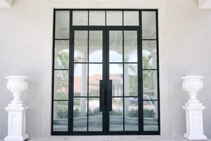 Pintu kaca berbingkai baja eksterior standar Eropa pintu Prancis gaya Tinggi