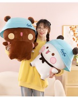 Ours en peluche moelleux en coton PP avec chapeau bleu brodé, poupée assise, plusieurs tailles et couleurs, logo personnalisé accepté