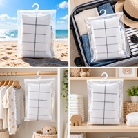 Sac de voyage portable transparent en plastique, pochette de rangement pour vêtements, sac à fermeture éclair auto-scellant, sac étanche à fermeture éclair