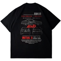 T-shirt imprimé tendance Initial D JDM Vibe, graphique surdimensionné, manches courtes, AE86, col rond, dessin animé 3D, décontracté, été, blanc, tricoté pour homme