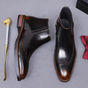 Bottines Chelsea en cuir artisanal pour affaires, bottines à enfiler avec côtés élastiques pour un usage professionnel, chaussures Oxford de soirée - Product Image 2