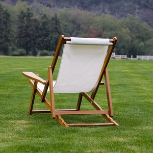 GSD phong cách mới ngoài trời có thể gập lại bằng gỗ boong ghế cắm trại với tay vịn và cupholder bãi biển du lịch boong ghế vải - Product Image 5