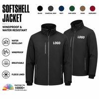 Logo personnalisé veste d'hiver à coque souple mince imperméable à l'eau coupe-vent col montant vêtements de travail en plein air uniforme en polyester coupe-vent